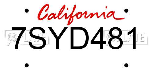 7SYD481 California License Plate