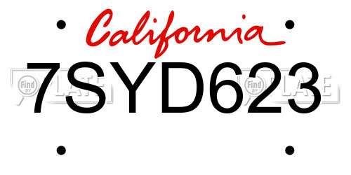 7SYD623 California License Plate