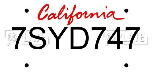 7SYD747 California License Plate