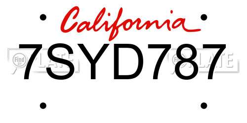 7SYD787 California License Plate