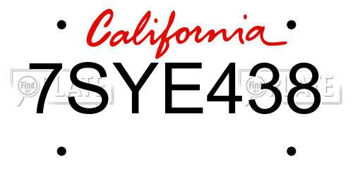 7SYE438 California License Plate
