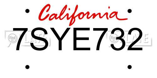 7SYE732 California License Plate