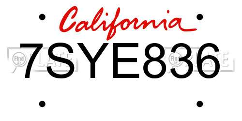 7SYE836 California License Plate