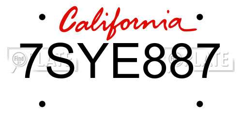 7SYE887 California License Plate