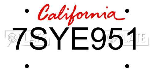7SYE951 California License Plate