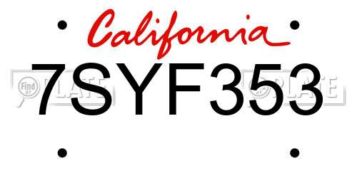 7SYF353 California License Plate