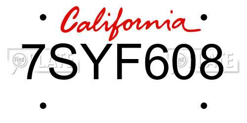 7SYF608 California License Plate