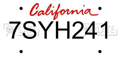 7SYH241 California License Plate