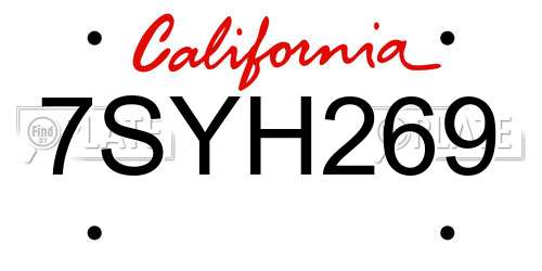 7SYH269 California License Plate