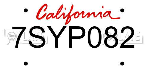 7SYP082 California License Plate