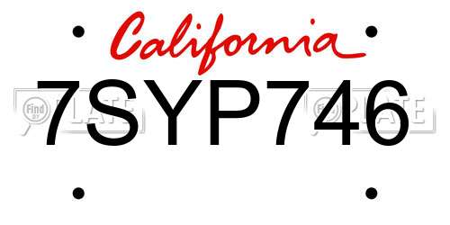 7SYP746 California License Plate