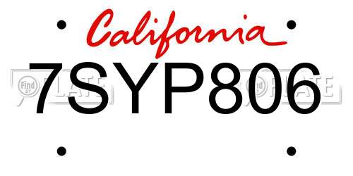 7SYP806 California License Plate