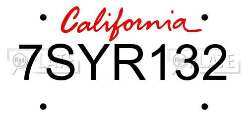 7SYR132 California License Plate