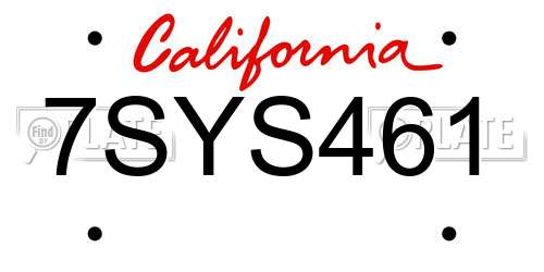 7SYS461 California License Plate