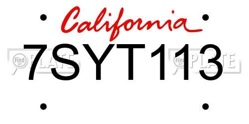 7SYT113 California License Plate