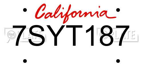 7SYT187 California License Plate