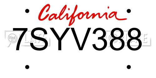 7SYV388 California License Plate