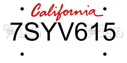 7SYV615 California License Plate