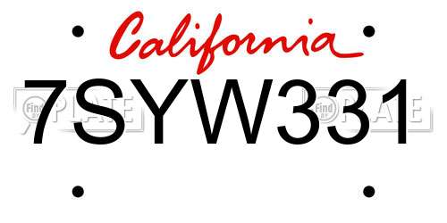 7SYW331 California License Plate