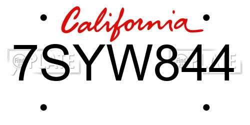 7SYW844 California License Plate