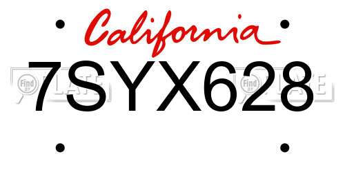 7SYX628 California License Plate