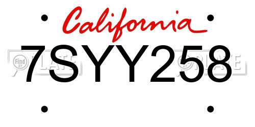 7SYY258 California License Plate
