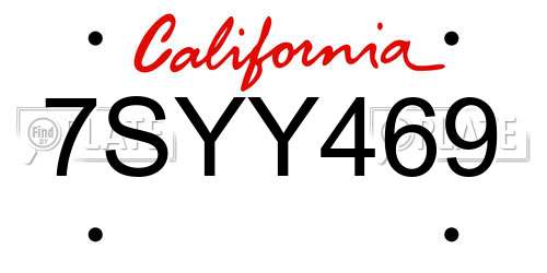 7SYY469 California License Plate