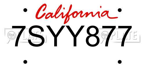 7SYY877 California License Plate