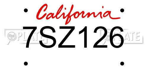 7SZ126 California License Plate