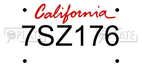 7SZ176 California License Plate