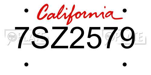 7SZ2579 California License Plate