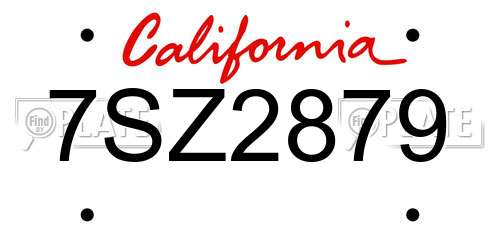 7SZ2879 California License Plate