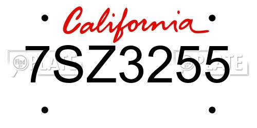 7SZ3255 California License Plate