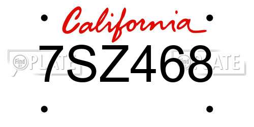7SZ468 California License Plate