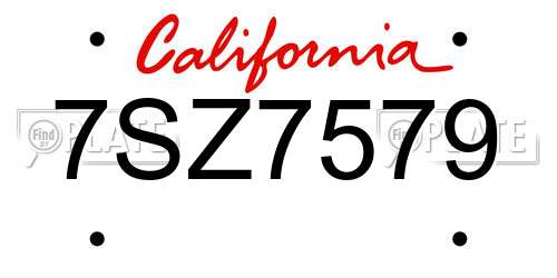 7SZ7579 California License Plate