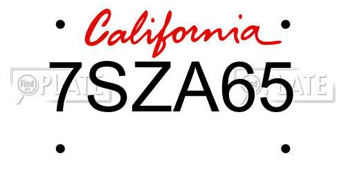 7SZA65 California License Plate