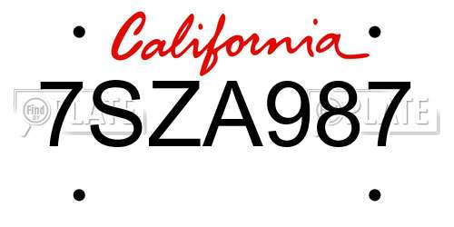 7SZA987 California License Plate