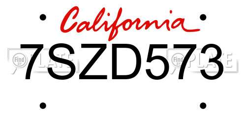 7SZD573 California License Plate