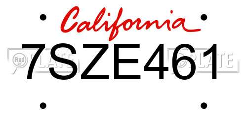 7SZE461 California License Plate