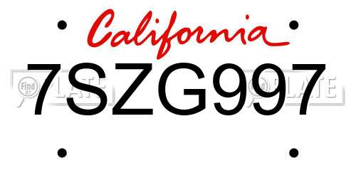 7SZG997 California License Plate