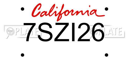 7SZI26 California License Plate