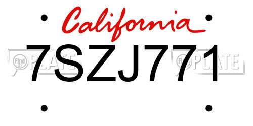 7SZJ771 California License Plate