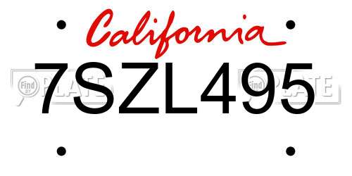 7SZL495 California License Plate
