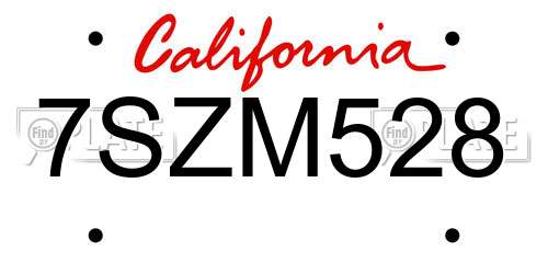 7SZM528 California License Plate