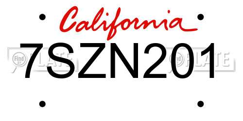 7SZN201 California License Plate