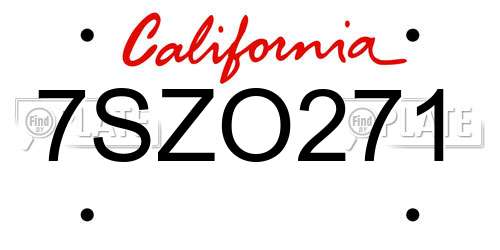 7SZO271 California License Plate