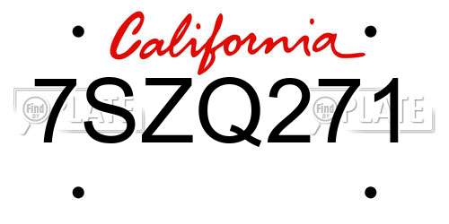 7SZQ271 California License Plate