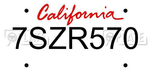 7SZR570 California License Plate