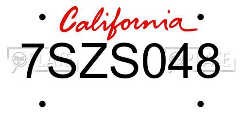 7SZS048 California License Plate