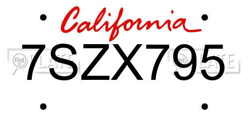 7SZX795 California License Plate